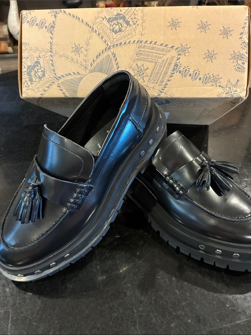NWT Free People Black Tassel Loafers — Size 6.5